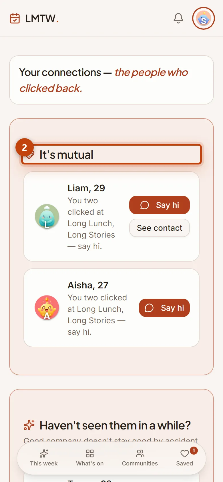 2. Mutuals reveal themselves