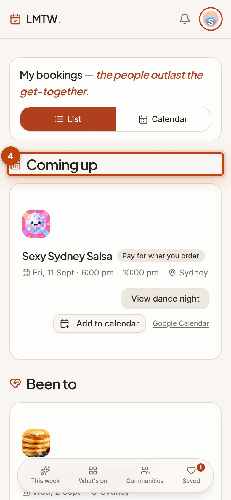 4. It’s on your bookings page