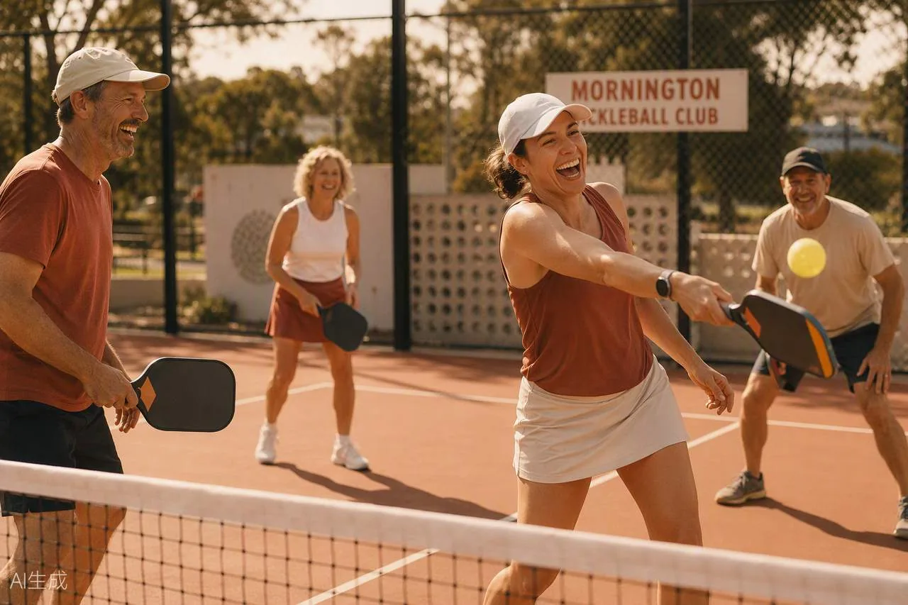 A host welcomes a small crew to a social pickleball session